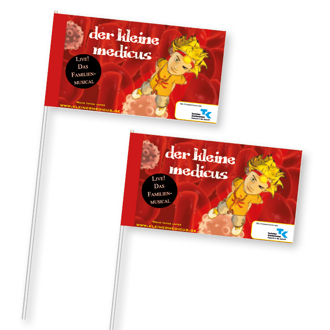 Papierfahnen, 12 x 24 cm Individuell am Polystab
