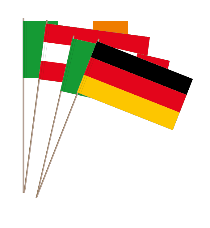 Papierfahnen Staaten am Holzstab